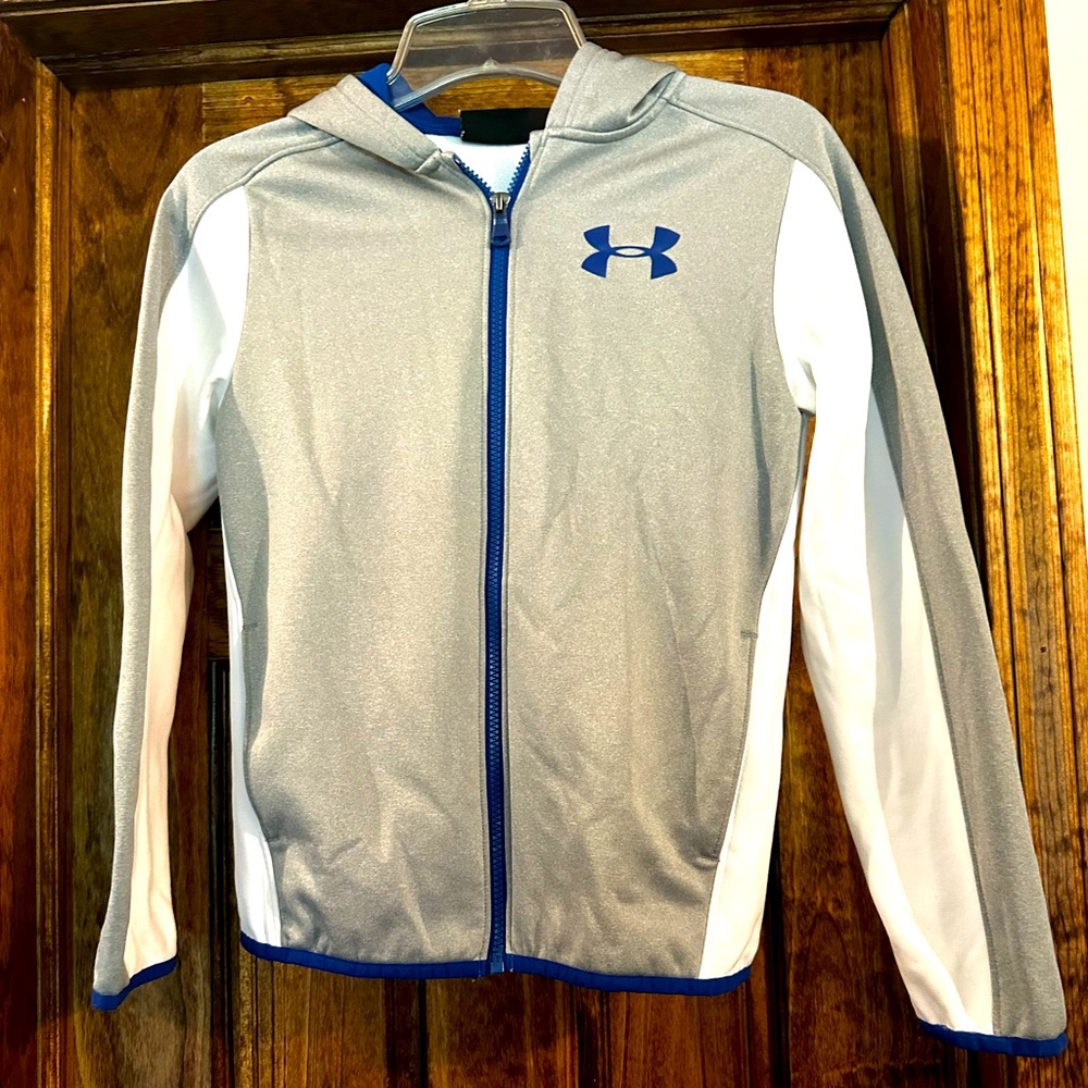 Under Armour Kids Blue Accented Gray and White zip up